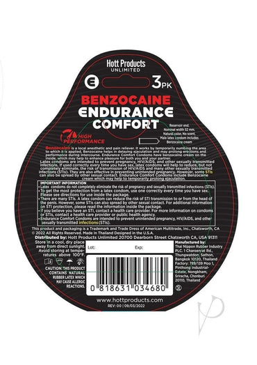 Condones con Benzocaína - Comfort Endurance (x Unidad)