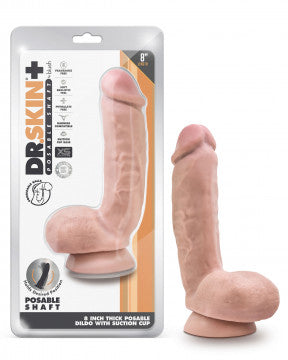 Dildo Grueso con Bolas Apretables Chocolate 8" - DR.SKIN