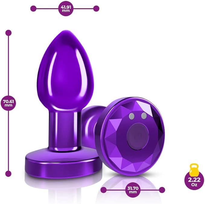 Plug de Metal Vibrador con Control Remoto Purpura - Cheeky Charms