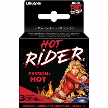Condones Hot Rider Calientes - 3 Pack