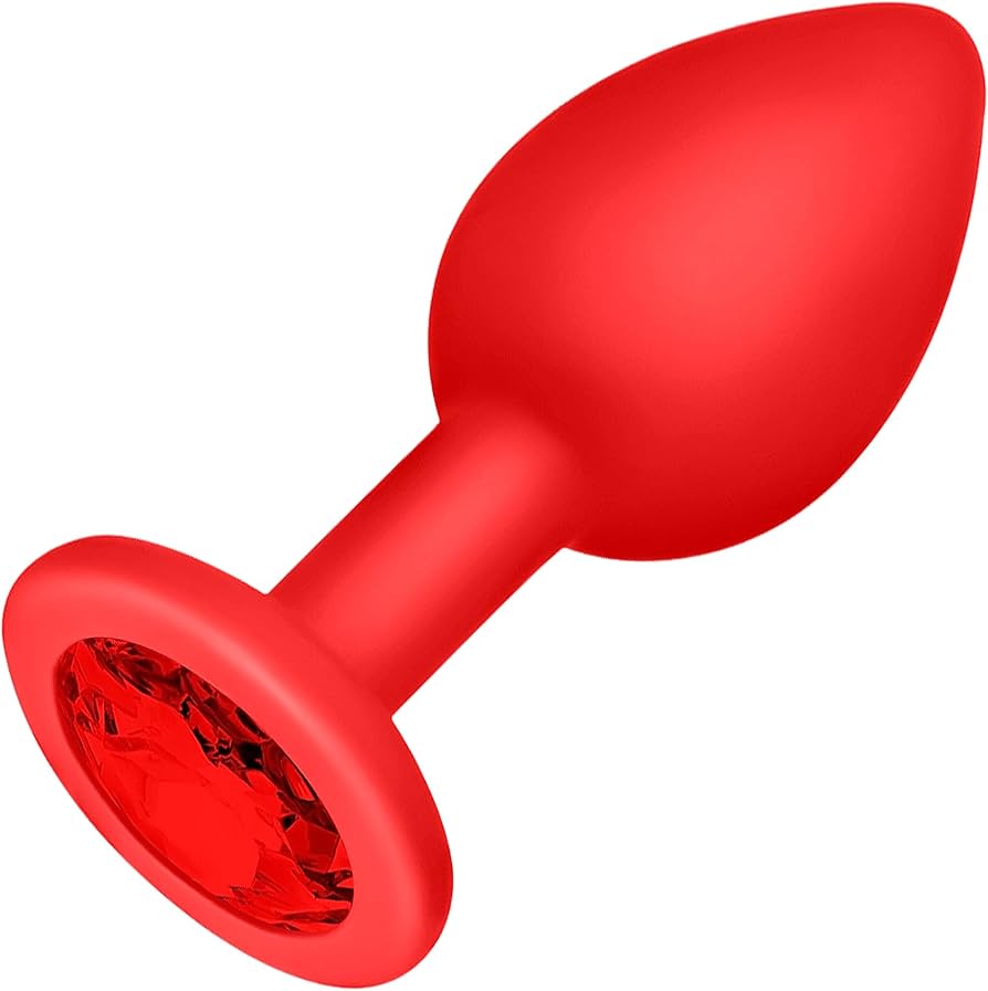 Plug Anal de Silicona Rojo - Diamante