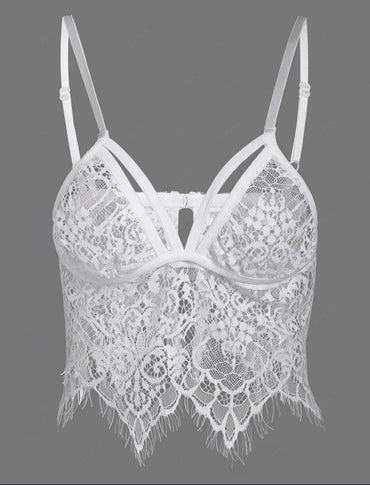 Top de Lencería De Bralette Con Encaje De Pestañas Recortado