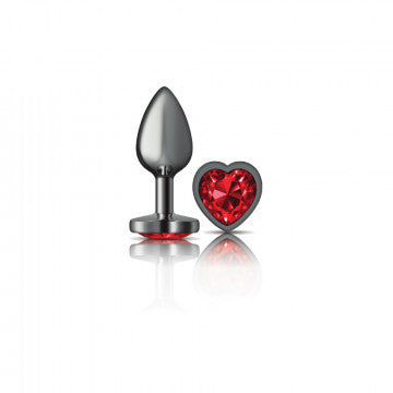 Plug Metálico Gunmetal con Gema Corazón Rojo – Small