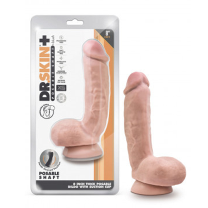 Dildo Grueso con Bolas Apretables Vainilla 8" - DR.SKIN