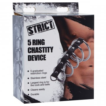 Jaula de Castidad Masculina con 5 Anillos