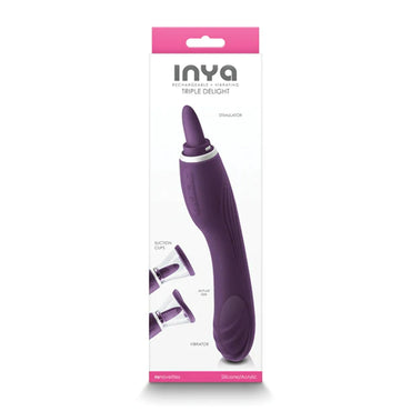 Vibrador con Succión y Lamido Triple Acción Púrpura - INYA