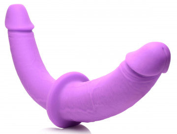 Dildo Doble De Silicona Con Arnés - Púrpura