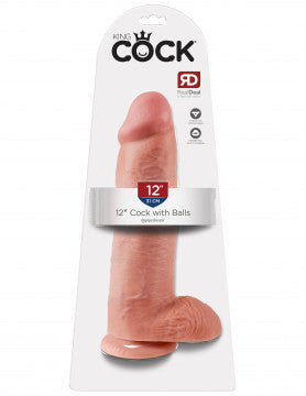 King Cock Dildo De 12” Con Bolas - Carne Vainilla