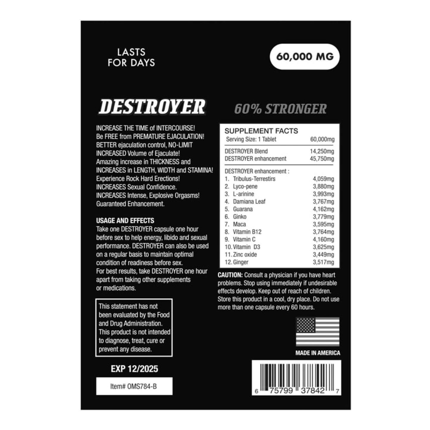 Pildora Potenciador Para Hombre - Destroyer 30 - Individual